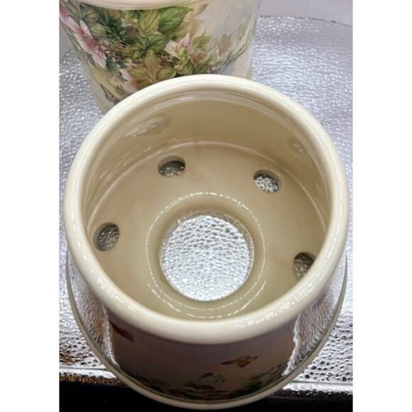 Carson Porcelain Butterflies & Flowers Candle Holder Art By Lena Liu - Picture 8 of 11